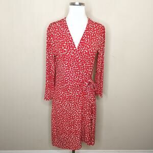 BCBG Maxazria Wrap Dress Red Stretch Jersey Long Sleeve
